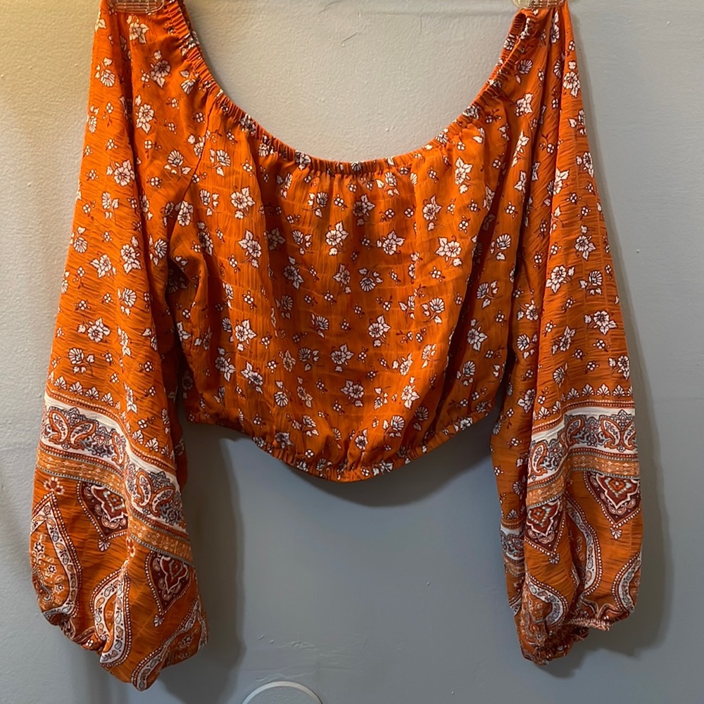 Off shoulder boho crop top